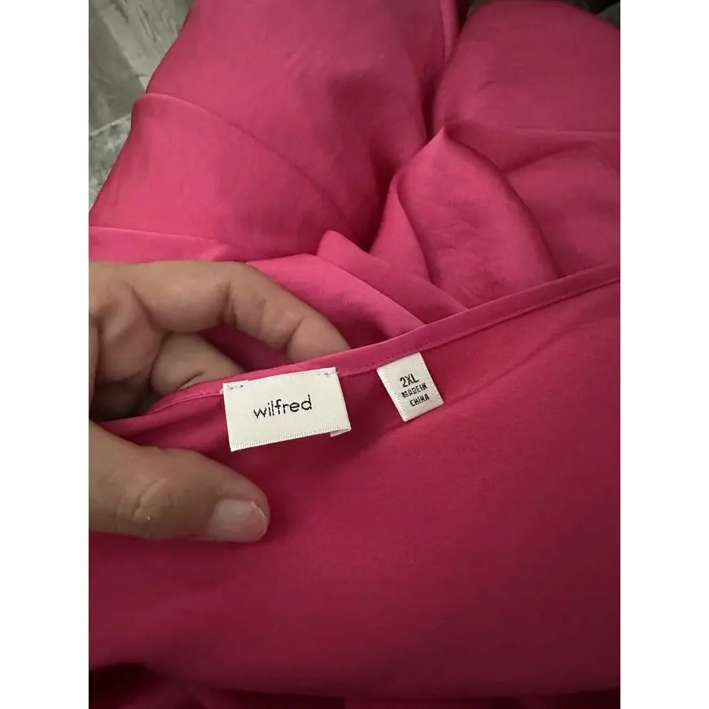 Aritzia Wilfred Hot Pink Slip Dress Straps Lightweight Satin Size 2XL - Picture 8 of 10